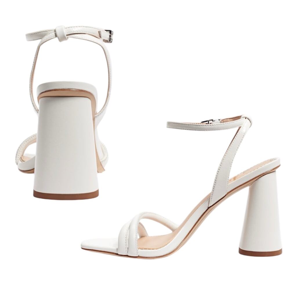 Sam Edelman Kia Block Heel White Sandals Size 5.5